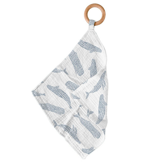 Teether Blue Shadow Whales Bamboo