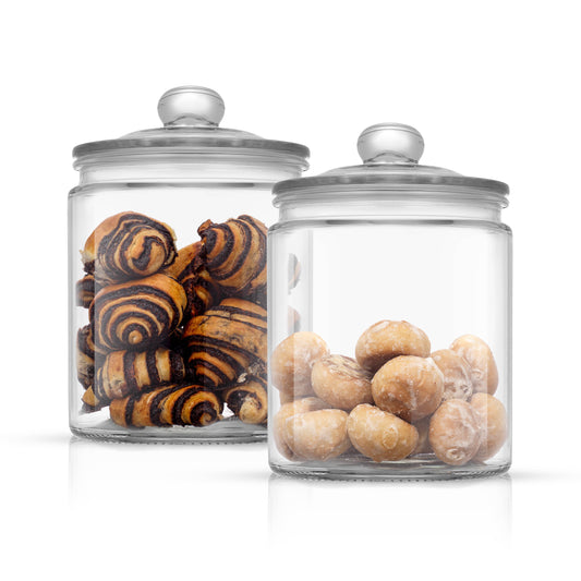 Round Glass Cookie Jar with Airtight Lid (67 oz)