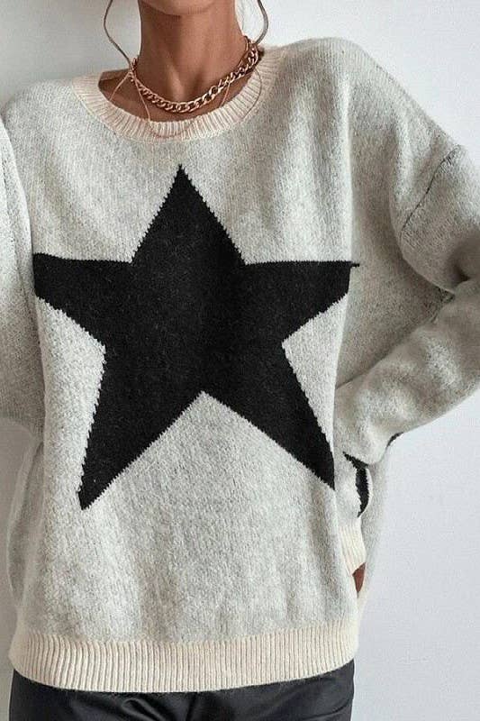 Round neck star sweater